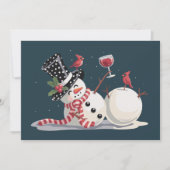 Kerstman Sneeuwman Met Wijn Cadeau Kerst Drinken Feestdagenkaart (Voorkant)