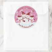 Kerstman Sneeuwman Op Maat Gemaakte Klassieke Rond Ronde Sticker (Tas)