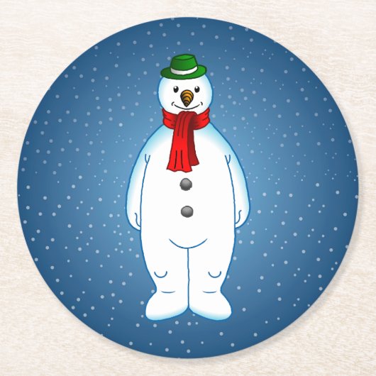Kerstman Sneeuwman Papieren Onderzetter (Voorkant)