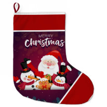 Kerstman,Sneeuwman pinguïn grote Kerstmis kous