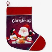 Kerstman,Sneeuwman pinguïn grote Kerstmis kous Kerstsok (Voorkant)