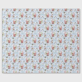 Kerstman, Sneeuwman, Rendier, Kat Cadeaupapier (Vlak)