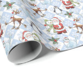 Kerstman, Sneeuwman, Rendier, Kat Cadeaupapier (Rol Hoek)