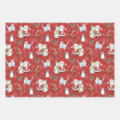 Kerstman, Sneeuwman, Rendier, Kat Inpakpapier Vel (Voorkant 2)