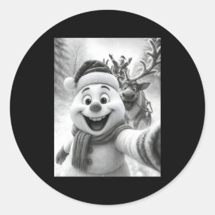Kerstman Sneeuwman Rendier Neemt Een Selfie Foto K Ronde Sticker