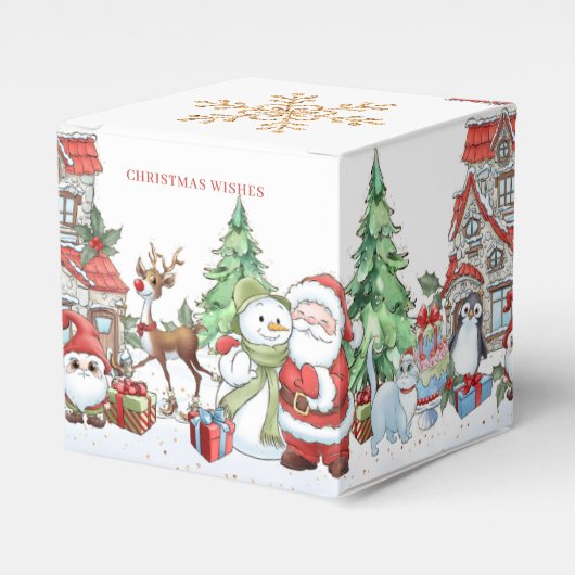 Kerstman Sneeuwman Rudolph Kat Bedankdoosjes (Voorkant Zijde)