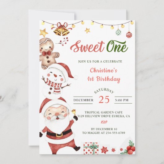 Kerstman Sneeuwman Sweet Een Kerstmis Verjaardagsf Kaart (Voorkant)