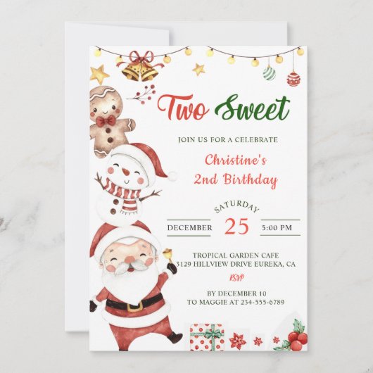 Kerstman Sneeuwman Twee Lieve Kerstmis Verjaardags Kaart (Voorkant)