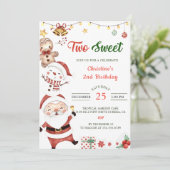 Kerstman Sneeuwman Twee Lieve Kerstmis Verjaardags Kaart (Staand voorkant)