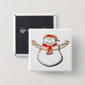 Kerstman Sneeuwman Vierkante Button 5,1 Cm (Voorkant /achterkant)