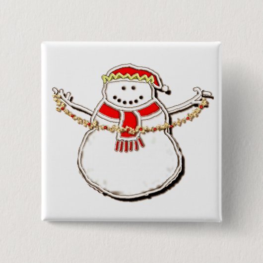Kerstman Sneeuwman Vierkante Button 5,1 Cm (Voorkant)