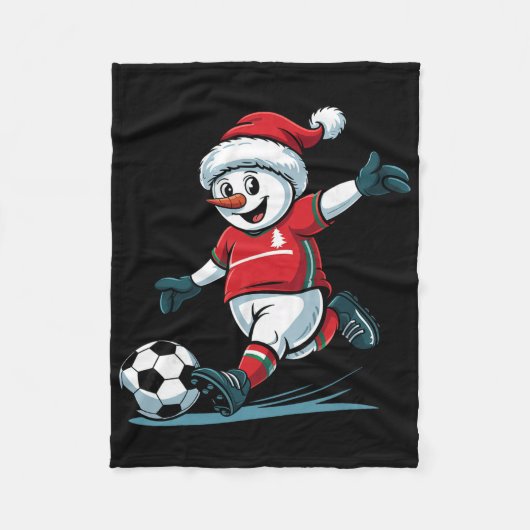 Kerstman Sneeuwman Voetbal Spelend Grappig Peuter Fleece Deken (Voorkant)