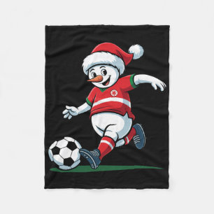 Kerstman Sneeuwman Voetbal Spelende Mannen Vrouwen Fleece Deken