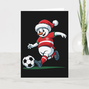 Kerstman Sneeuwman Voetbalspelende Mannen Vrouwen Kaart