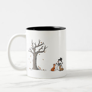 Kerstman Sneeuwman Vos En Hert Bosdier Tweekleurige Koffiemok