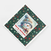 Kerstman sneeuwman waterverf kinder servetten (Hoek)
