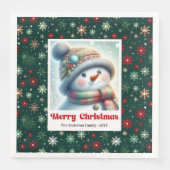 Kerstman sneeuwman waterverf kinder servetten (Voorkant)