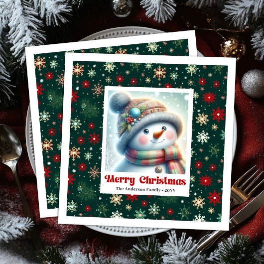 Kerstman sneeuwman waterverf kinder servetten
