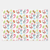 Kerstman, Sneeuwmannen & Rendieren Inpakpapier Vel (Voorkant)