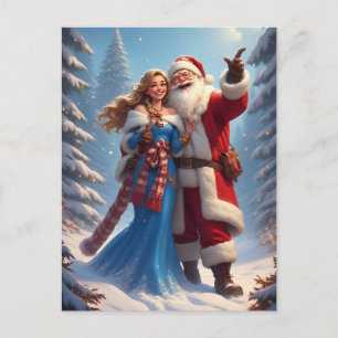 🎄 Kerstman & Sneeuwmeisje Kerstmagie ❄️ Winter Briefkaart