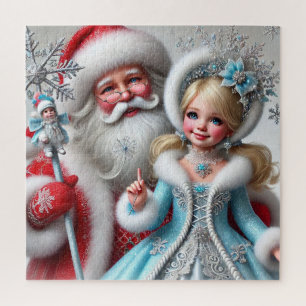 Kerstman Sneeuwmeisje Winter Wonderland Kerstmis Legpuzzel
