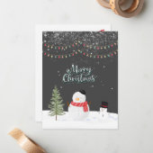 Kerstman sneeuwpop buiten in de winter grijs notitiekaartje (Voorkant / Achterkant in situ)