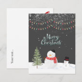 Kerstman sneeuwpop buiten in de winter grijs notitiekaartje (Voorkant / Achterkant)