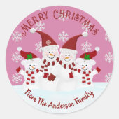 Kerstman Sneeuwpop Custom Klassieke Ronde Sticker (Voorkant)