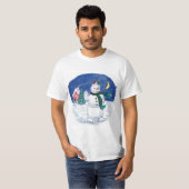 Kerstman Sneeuwpop die Waaft T-shirt (Voorkant volledig)