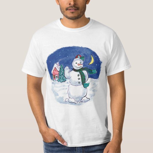Kerstman Sneeuwpop die Waaft T-shirt (Voorkant)