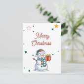 Kerstman Sneeuwpop Feestdagenkaart (Staand voorkant)