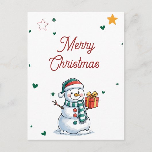 Kerstman Sneeuwpop Feestdagenkaart (Voorkant)