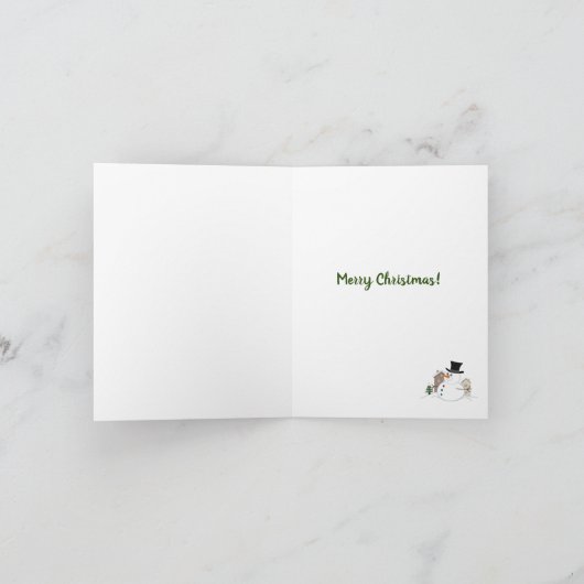 Kerstman Sneeuwpop Illustratie Feestdagen Kaart (Binnen)