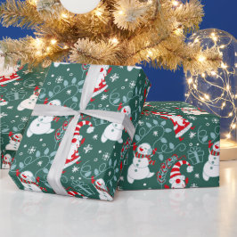Kerstman Sneeuwpop Inpakpapier