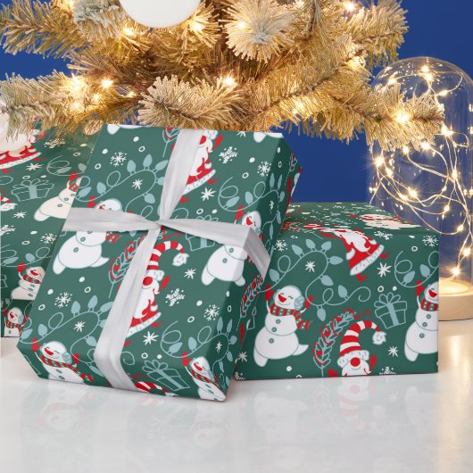 Kerstman Sneeuwpop Inpakpapier (Feestdagen)