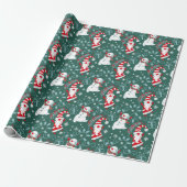 Kerstman Sneeuwpop Inpakpapier (Uitgerold)