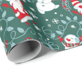 Kerstman Sneeuwpop Inpakpapier (Rol Hoek)