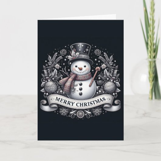 Kerstman Sneeuwpop Kaart (Voorkant)