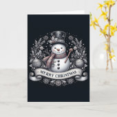 Kerstman Sneeuwpop Kaart (Gele Bloem)