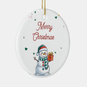Kerstman Sneeuwpop Keramisch Ornament (Rechts)