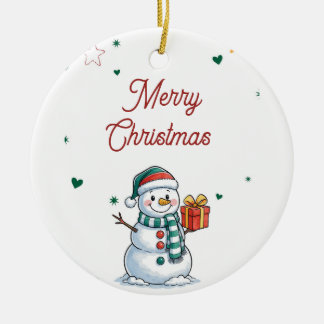 Kerstman Sneeuwpop Keramisch Ornament
