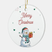 Kerstman Sneeuwpop Keramisch Ornament (Links)