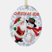 Kerstman/sneeuwpop Keramisch Ornament (Rechts)