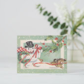 Kerstman sneeuwpop Kerstkaart Feestdagenkaart (Staand voorkant)