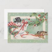 Kerstman sneeuwpop Kerstkaart Feestdagenkaart (Voorkant / Achterkant)