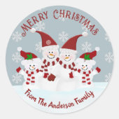 Kerstman Sneeuwpop Maatwerk Ronde Sticker (Voorkant)