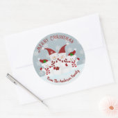 Kerstman Sneeuwpop Maatwerk Ronde Sticker (Envelop)