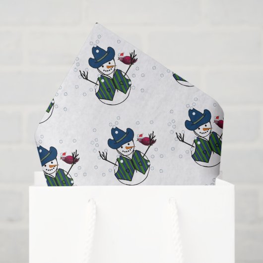 Kerstman Sneeuwpop Met Cowboyhoed Tissuepapier (Cadeauzakje)