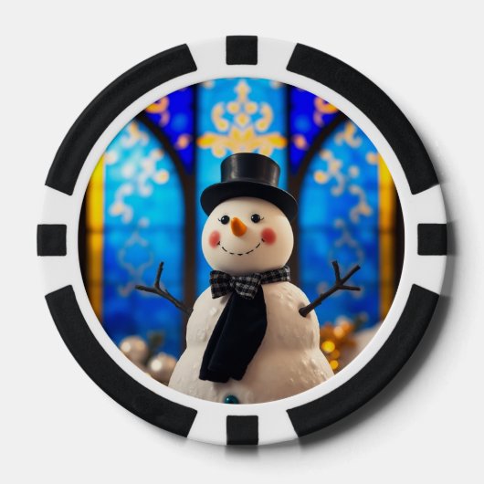Kerstman Sneeuwpop Pokerfiches Poker Chips (Voorkant)