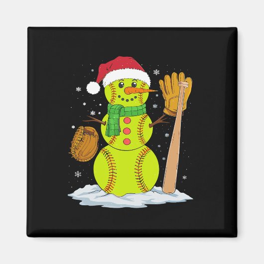 Kerstman Sneeuwpop Softbyll Pitcher Jongens Kinder Magneet (Voorkant)
